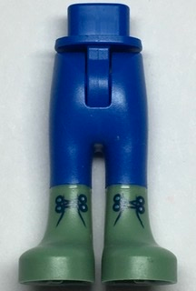 Mini Doll Hips and Trousers with Back Pockets with Molded Sand Green Loewer Legs / Boots and Printed Dark Blue Laces Pattern - Thin Hinge