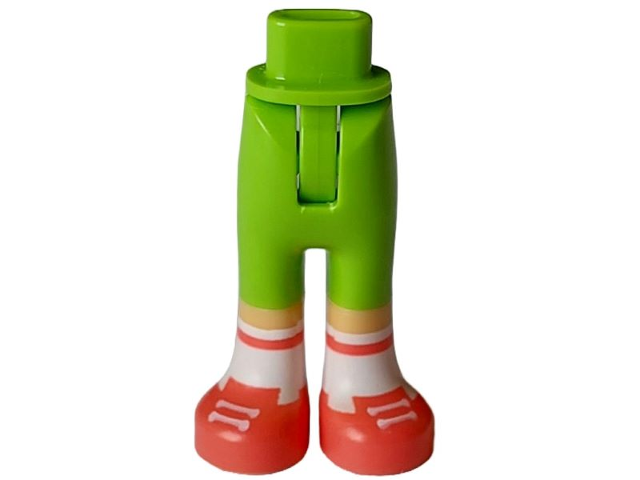 Mini Doll Hips and Trousers with Back Pockets with Molded Medium Tan Lower Legs / Boots and Printed Coral Shoes and White Socks Pattern - Thin Hinge