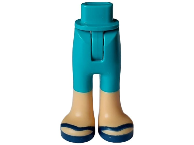 Mini Doll Hips and Trousers with Back Pockets with Molded Medium Tan Lower Legs / Boots and Printed Dark Blue Sandals Pattern - Thin Hinge