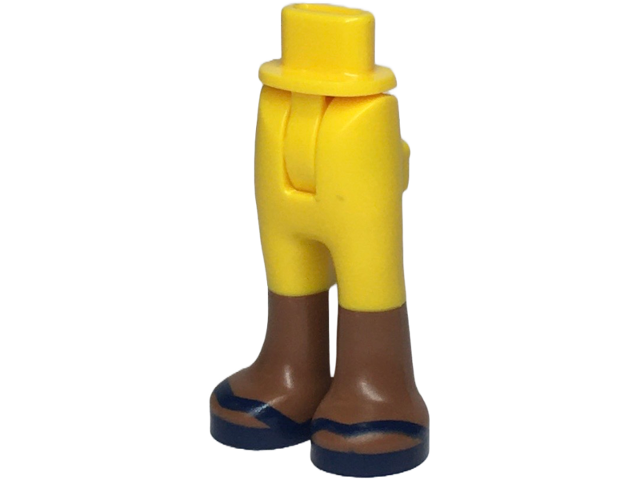 Mini Doll Hips and Trousers with Back Pockets with Molded Medium Brown Lower Legs / Boots and Printed Dark Blue Sandals Pattern - Thin Hinge