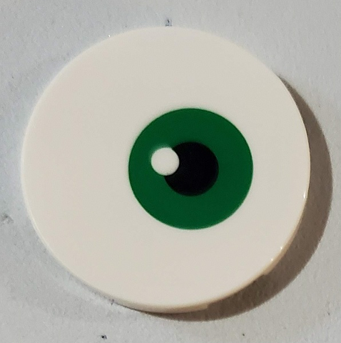 Tile, Round 3 x 3 with Green and Black Eye Pattern