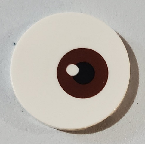 Tile, Round 3 x 3 with Reddish Brown and Black Eye Pattern