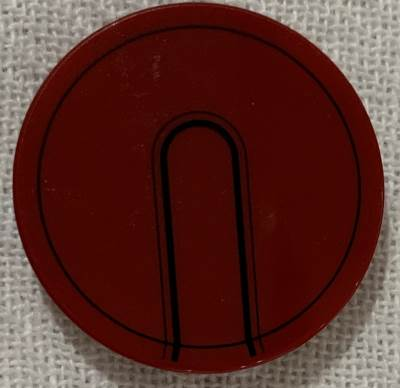 Tile, Round 3 x 3 with Iron Man Helmet Black Circle and Tab Pattern