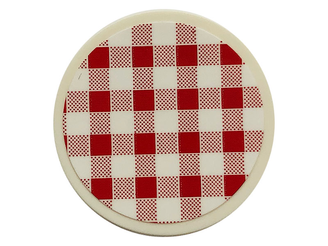 Tile, Round 3 x 3 with Red and White Checkered Pattern (Sticker) - Set 21324