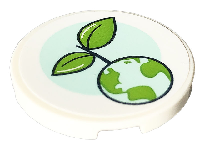 Tile, Round 3 x 3 with Plant Sapling and Earth Pattern (Sticker) - Set 41707