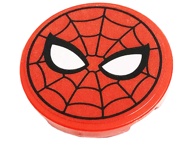 Tile, Round 3 x 3 with Spider-Man Mask Pattern (Sticker) - Set 76175