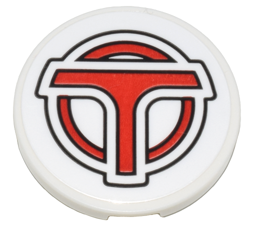 Tile, Round 3 x 3 with Red Airport Shuttle Logo 'T' on Circle with Black Outlines Pattern (Sticker) - Set 80036