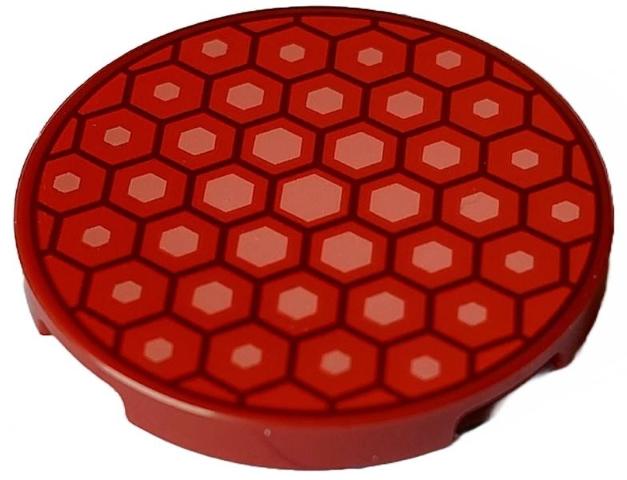 Tile, Round 3 x 3 with Coral Honeycomb Pattern