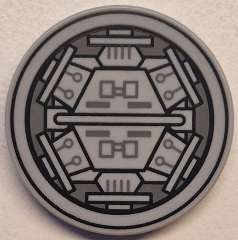 Tile, Round 3 x 3 with Black and Dark Bluish Gray SW Millennium Falcon Airlock Door Machinery Pattern