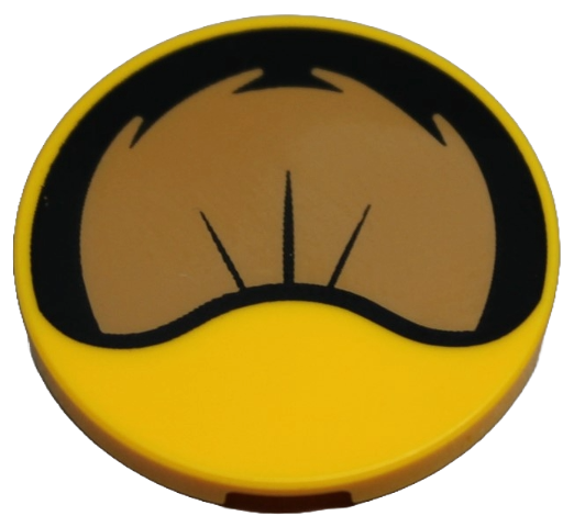 Tile, Round 3 x 3 with Black and Medium Nougat Inner Ear Pattern