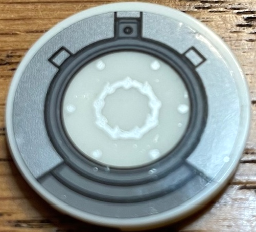 Tile, Round 3 x 3 with Silver and Dark Silver Arc Reactor Pattern (Sticker) - Set 76190