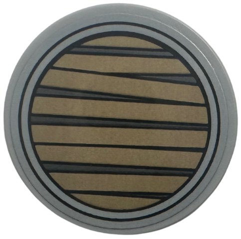 Tile, Round 3 x 3 with Dark Tan Wood Boards in Circles on Dark Bluish Gray Background Pattern (Sticker) - Set 76781