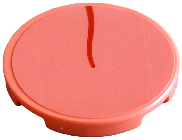 Tile, Round 3 x 3 with Tongue with Red Midline Groove / Curved Line Pattern (Sticker) - Set 43269