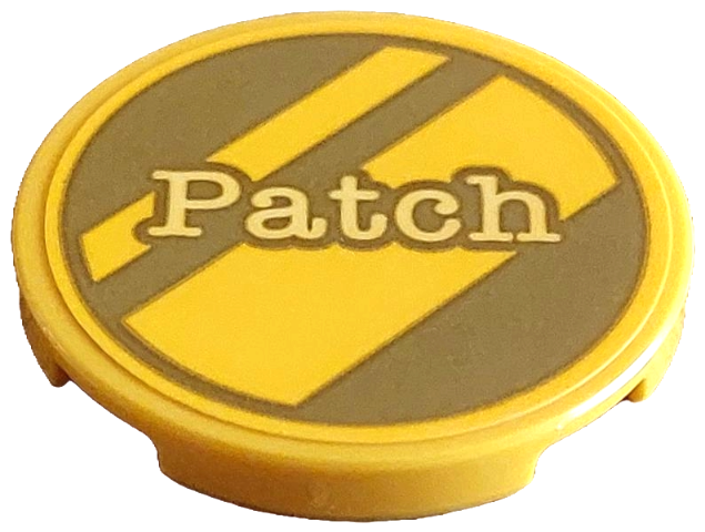 Tile, Round 3 x 3 with Gold Dalmatian Dog Tag with Diagonal Stripes and Bright Light Yellow 'Patch' Pattern (Sticker) - Set 43269