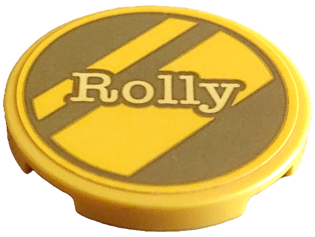 Tile, Round 3 x 3 with Gold Dalmatian Dog Tag with Diagonal Stripes and Bright Light Yellow 'Rolly' Pattern (Sticker) - Set 43269