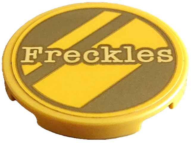 Tile, Round 3 x 3 with Gold Dalmatian Dog Tag with Diagonal Stripes and Bright Light Yellow 'Freckles' Pattern (Sticker) - Set 43269