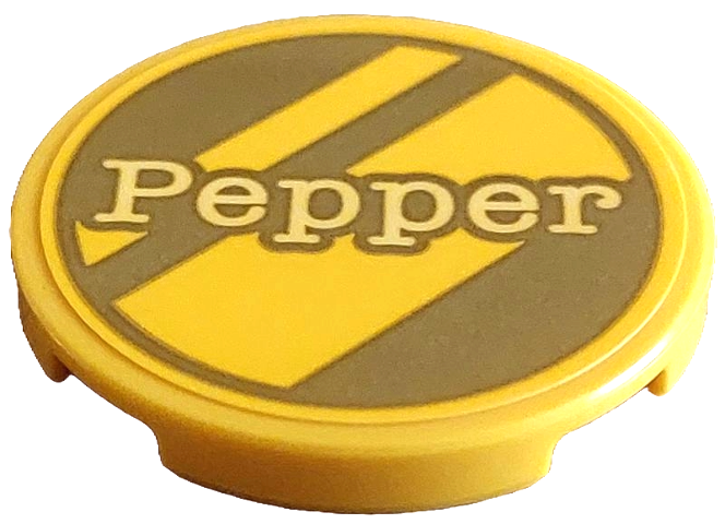 Tile, Round 3 x 3 with Gold Dalmatian Dog Tag with Diagonal Stripes and Bright Light Yellow 'Pepper' Pattern (Sticker) - Set 43269