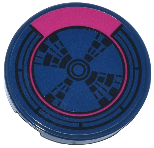 Tile, Round 3 x 3 with Black and Magenta Radar, Cosmic Energy Power Emblem Pattern (Sticker) - Set 76316