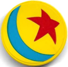 Tile, Round 3 x 3 with Ball with Red Star and Dark Azure Stripe Pattern (Sticker) - Set 40774