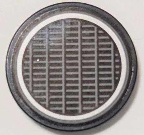 Tile, Round 3 x 3 with SW Dark Falcon Grille with Dark Bluish Gray Border Pattern (Sticker) - Set 75389