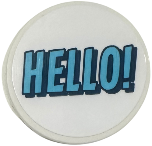 Tile, Round 3 x 3 with Medium Azure and Dark Blue 'HELLO!' Pattern (Sticker) - Set 42674