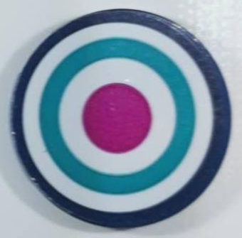 Tile, Round 3 x 3 with Dark Turquoise and White Circles and Magenta Dot Archery Target Pattern (Sticker) - Set 43215