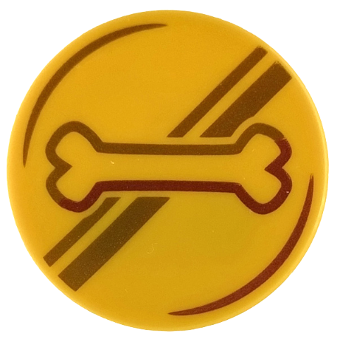 Tile, Round 3 x 3 with Gold and Copper Dog Bone and Stripes Pattern