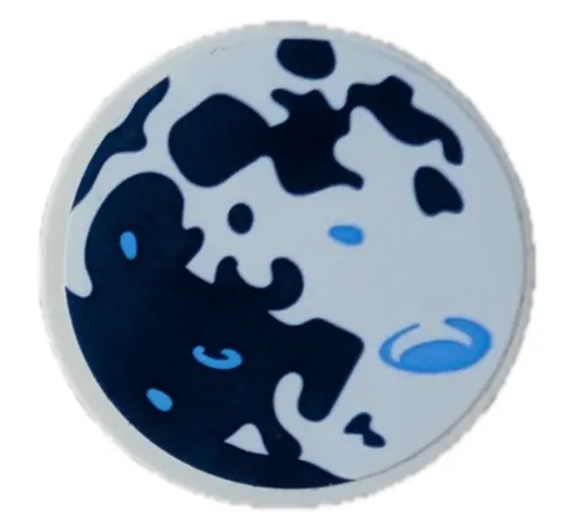 Tile, Round 3 x 3 with Dark Blue and Bright Light Blue Planet Pattern (Sticker) - Set 42603