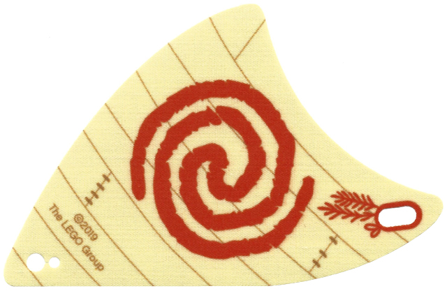 Cloth Sail Triangular with Red Spiral Swirl Pattern, 2 Holes, Small (Moana)