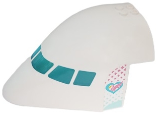Aircraft Fuselage Forward Top Curved 8 x 12 x 6 with 6 Window Panes with Molded Trans-Light Blue Glass and Dark Pink Flamingo with Bright Light Orange Beak and Medium Azure Heart Pattern on Both Sides (Stickers) - Set 41429