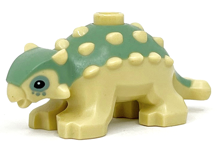 Dinosaur Ankylosaurus Baby with Molded Sand Green Back and Printed Black Eyes Pattern
