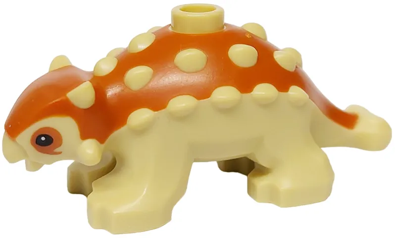 Dinosaur Ankylosaurus Baby with Molded Dark Orange Back and Printed Black Eyes Pattern