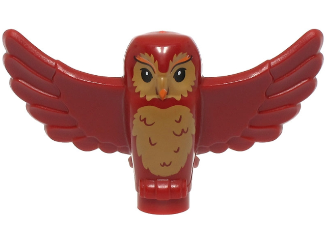 Owl, Spread Wings with Orange Beak and Eyebrows, Black Eyes, and Medium Nougat Rippled Chest Feathers Pattern