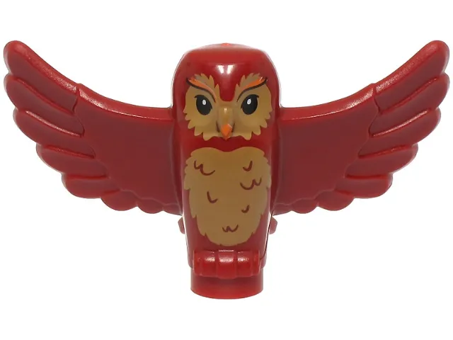 Owl, Spread Wings with Orange Beak and Eyebrows, Black Eyes, and Medium Nougat Rippled Chest Feathers Pattern