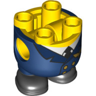 Lower Body, Rounded, Short Legs with Molded Dark Blue Jacket and Black Shoes and Printed White Shirt, Tie and Gold Buttons Pattern