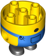 Lower Body, Rounded, Extra Wide, Short Legs with Blue Overalls, Black Shoes and Surprised Mouth Pattern