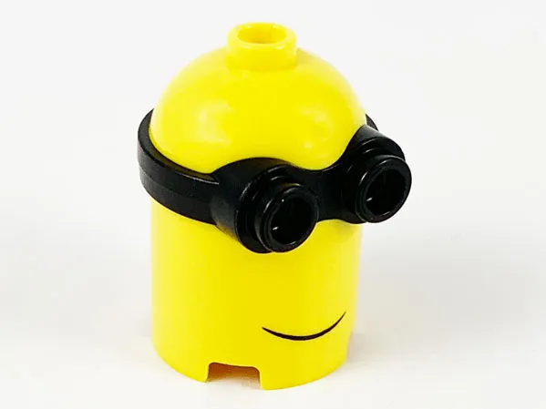 Minifigure, Head, Modified Minion, Extra Tall with Molded Black Goggles and Printed Grin Pattern