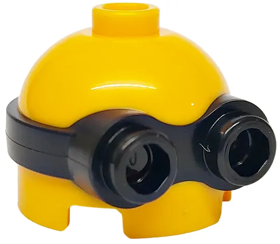 Minifigure, Head, Modified Minion, Short with Molded Black Goggles Pattern