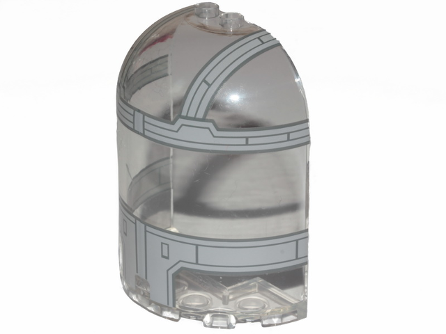 Cylinder Half 3 x 6 x 6 Closed on Top with 2 Studs with SW The Razor Crest Canopy Pattern