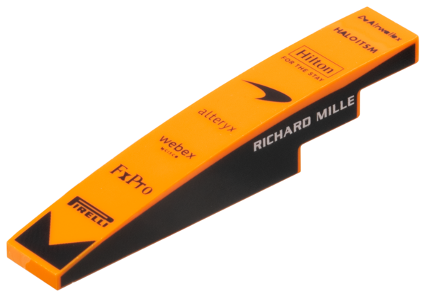 Slope, Curved 6 x 1 with 'Airwallex', 'HALOITSM', 'Hilton FOR THE STAY', McLaren, 'alteryx', 'webex by CISCO', 'FxPro' and 'PIRELLI' Logos, White 'RICHARD MILLE' on Black Background on Both Sides Pattern