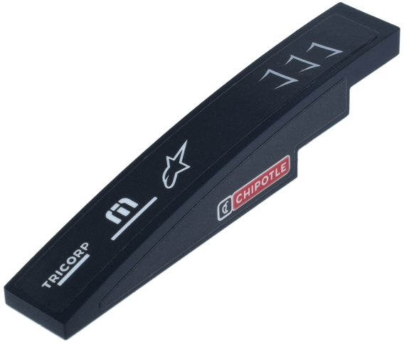 Slope, Curved 6 x 1 with White Vents, 'TRICORP' 'CHIPOTLE' and other Logos Pattern Model Right Side (Stickers) - Set 77250