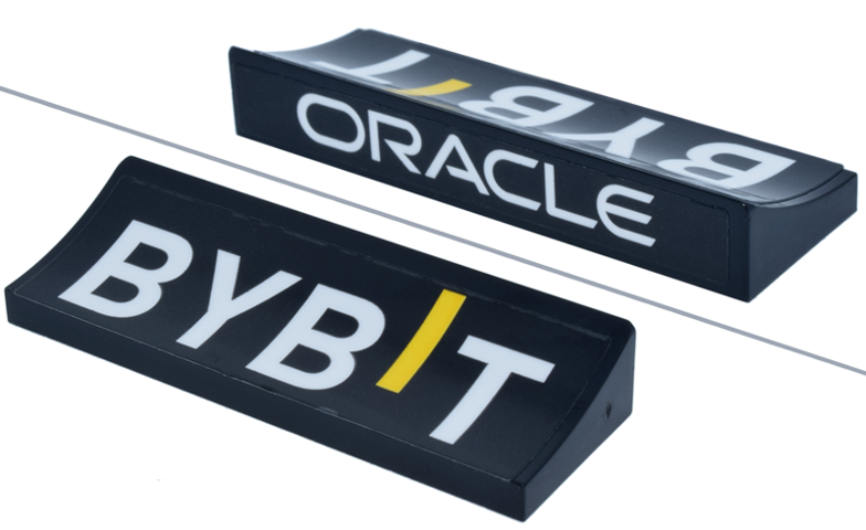 Arch 6 x 2 x 5/6 Inverted with White and Yellow 'BYBIT' and 'ORACLE' Logo Pattern (Stickers) - Set 77243
