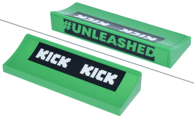 Arch 6 x 2 x 5/6 Inverted with '#UNLEASHED' and White 'KICK KICK' Logo on Black Rectangle Pattern (Stickers) - Set 77247