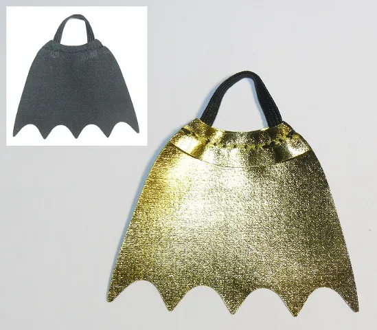 Duplo Wear Cloth Cape with Elastic Loop, Scalloped 5 Points (Batman) with Black and Gold Sides