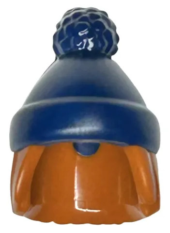 Minifigure, Hair Combo, Hair with Hat, Straight Shoulder Length with Molded Dark Blue Stocking Cap Pattern