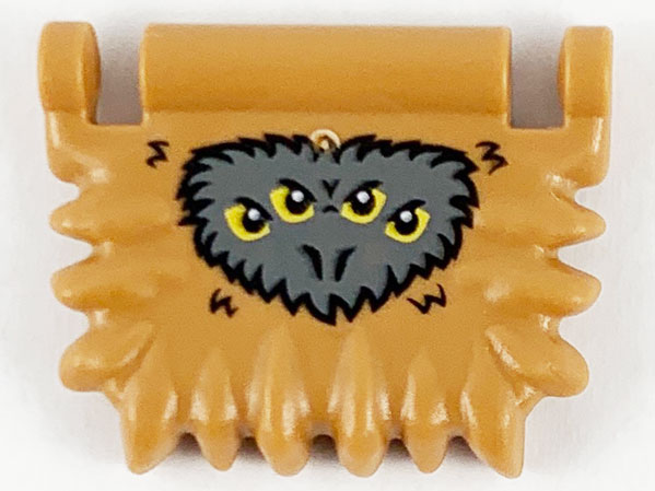 Minifigure, Utensil Book Cover, Fangs Around Edge with Dark Bluish Gray Fur and 4 Yellow Eyes Pattern