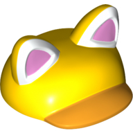 Large Figure Headgear, Super Mario Cap with Ears with Bright Light Orange Bill and Molded White / Printed Bright Pink Auricles Pattern (Cat Mario)