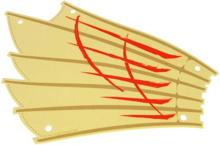 Cloth Sail 27 x 20 with Dark Tan Ribs and Stitching, Red Stripes, LEGO Copyright on Left Pattern