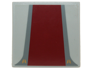 Tile 6 x 6 with Dark Red Rectangle with Dark Bluish Gray Edges Pattern (Sticker) - Set 8039