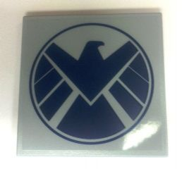 Tile 6 x 6 with Dark Blue SHIELD Logo Pattern (Sticker) - Set 6869